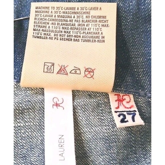 Vtg Indigo Hand Lauren Patch Pocket Wide Leg Flared Denim Jean Sz 27 EU / 4-6 US - Picture 5 of 6